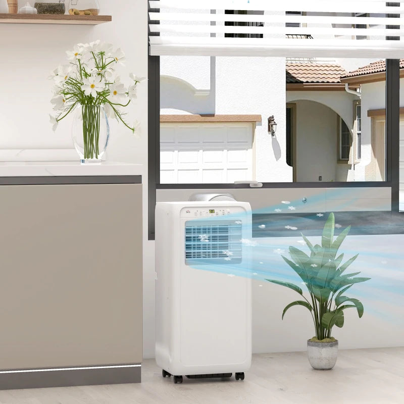 Portable 9,000 BTU Air Conditioner - White, Room up to 20m², Dehumidifier, Timer, Wheels