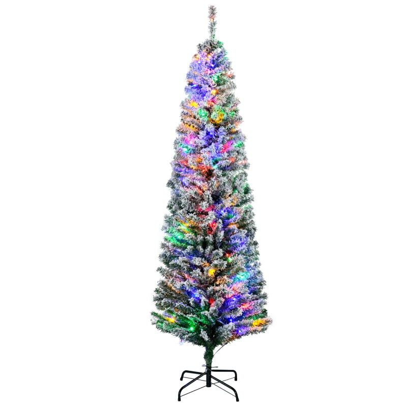 6ft Pre-lit Flocked Christmas Tree with Warm White LEDs, Berries, Pine Cones - Green