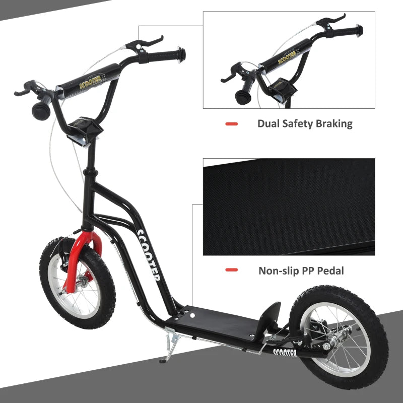 Black Kids Stunt Scooter with Adjustable Handlebar and 2 Brakes