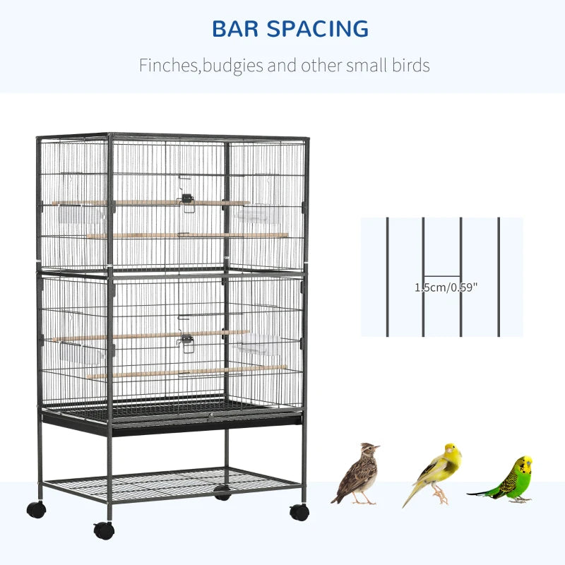 Large Bird Cage for Finches & Parakeets - Dark Grey