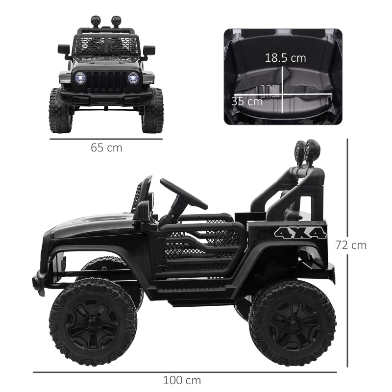 Black Off-Road Electric Ride-On Car for Kids 3-6 Years Old