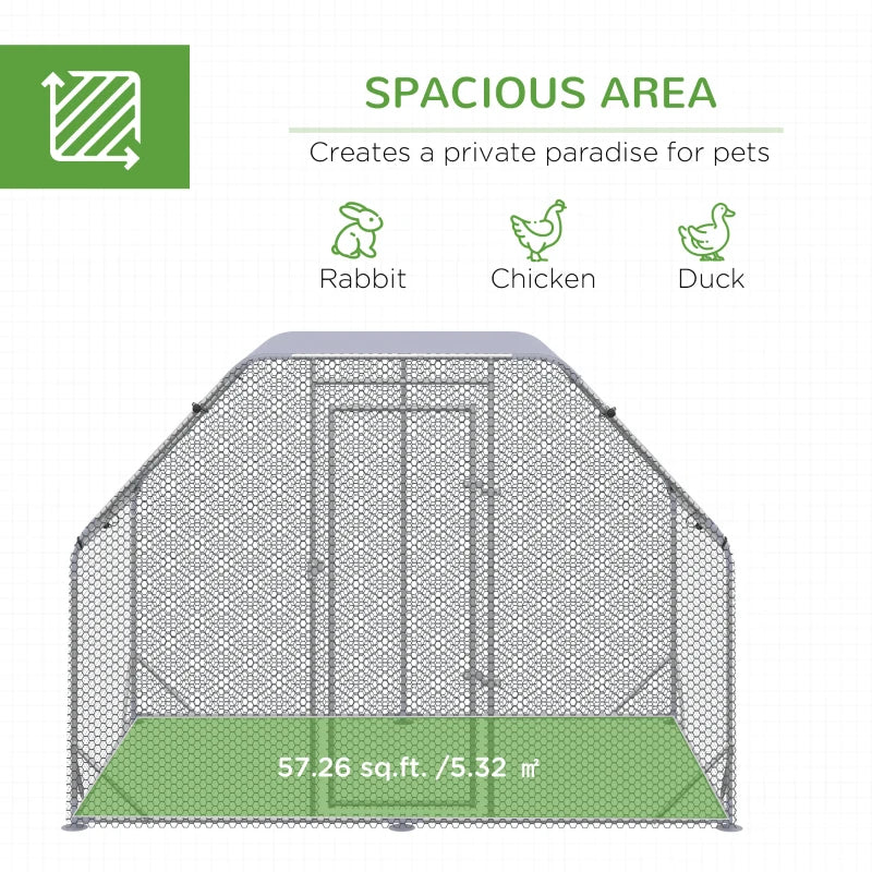 Large Outdoor Chicken Run with Roof, 4-6 Chickens, Hen House, Duck Pen - Green