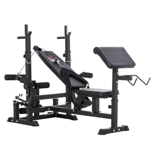 Black Multi-Function Weight Bench with Resistance Bands