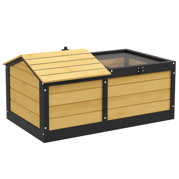 Yellow Wooden Tortoise Shelter with Hide Den and Run