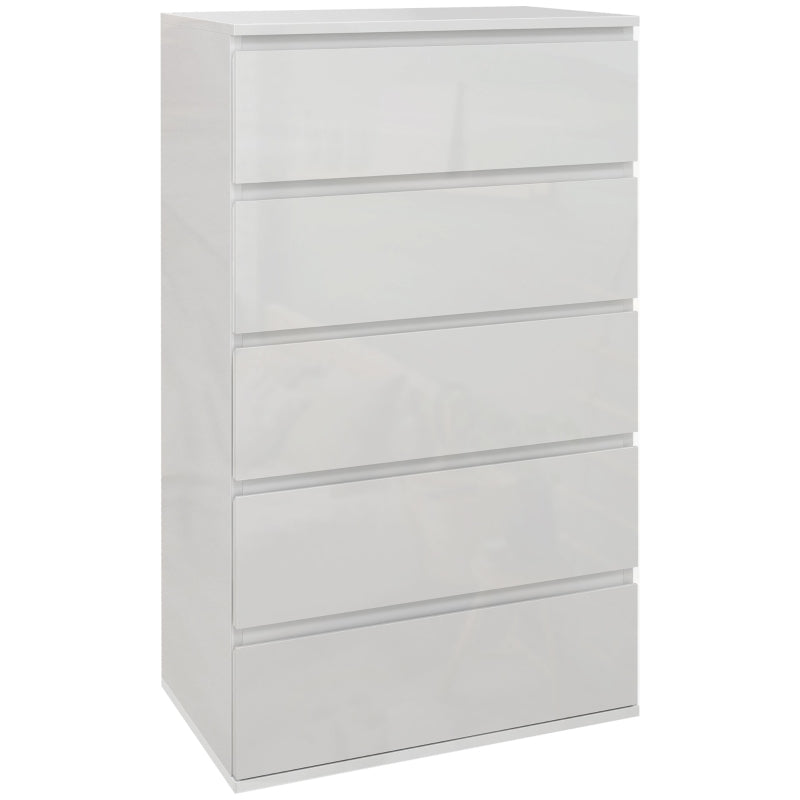 Modern White 5-Drawer Chest of Drawers for Bedroom Storage