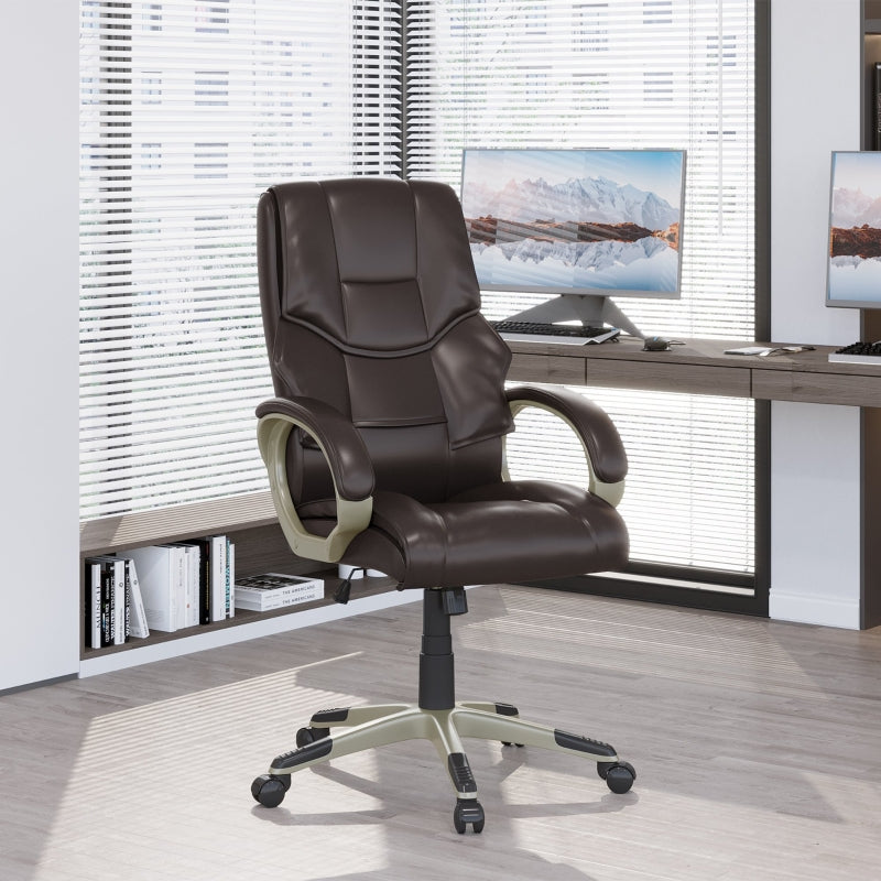 Brown High Back Faux Leather Office Chair with Rocking Function