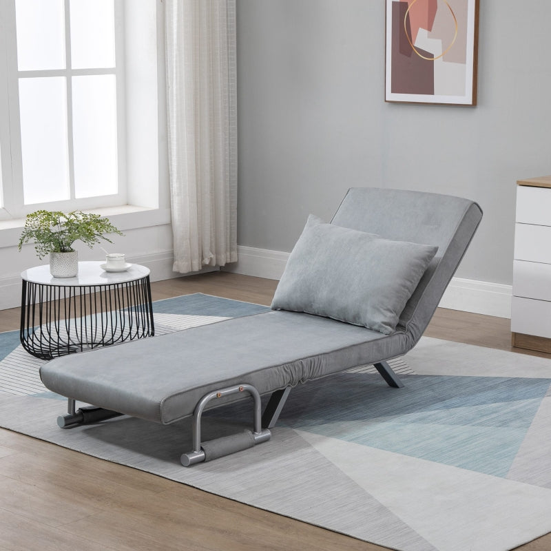 Grey Suedette Adjustable Back Sofa Chair