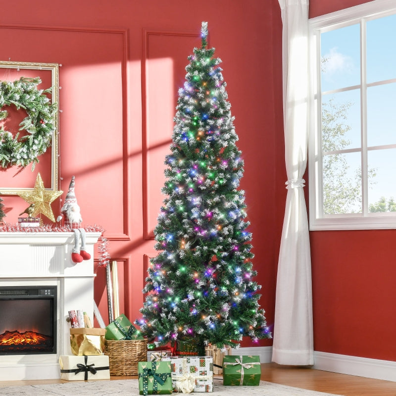 7FT Tall Pre-lit Slim Green Christmas Tree with 350 LED Lights