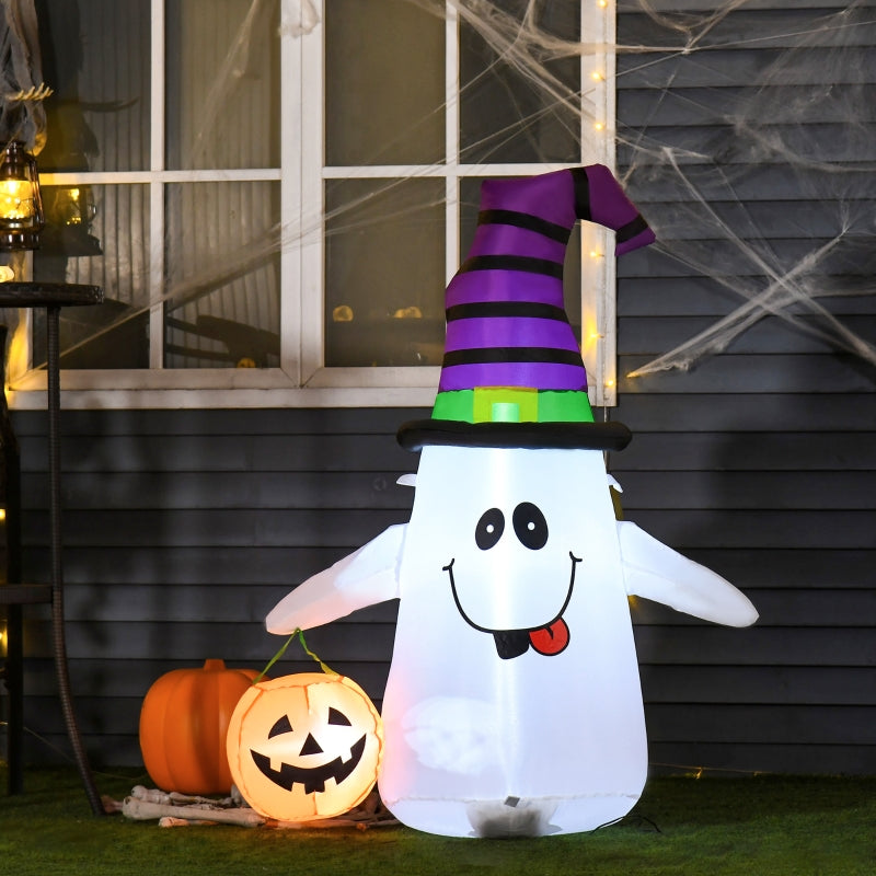 1.2m Halloween Witch Ghost Inflatable Decoration with LED Lights - Weather-Resistant