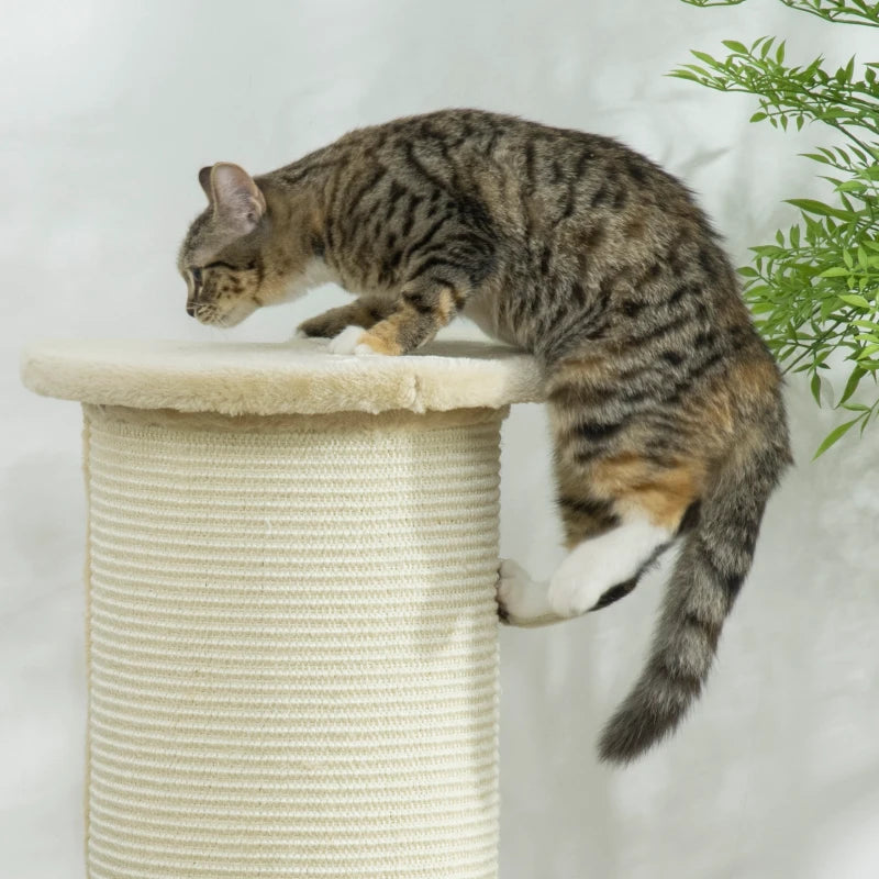 Beige 85cm Cat Scratching Post with Sisal Rope & Plush