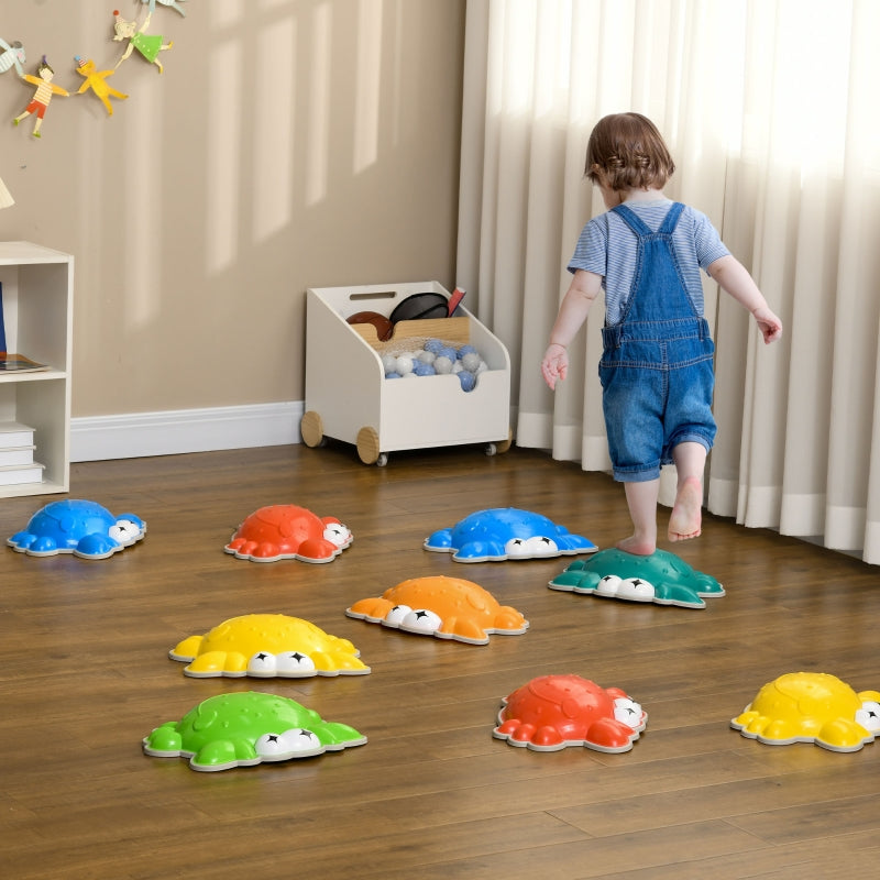 Crab-Designed Kids Stepping Stones Set - 9PCs, TPE Anti-Slip, River Stones