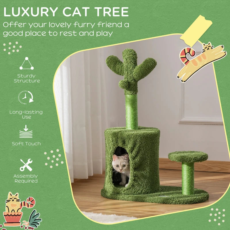 78cm Cactus Cat Tree Tower - Indoor Cat Activity Centre