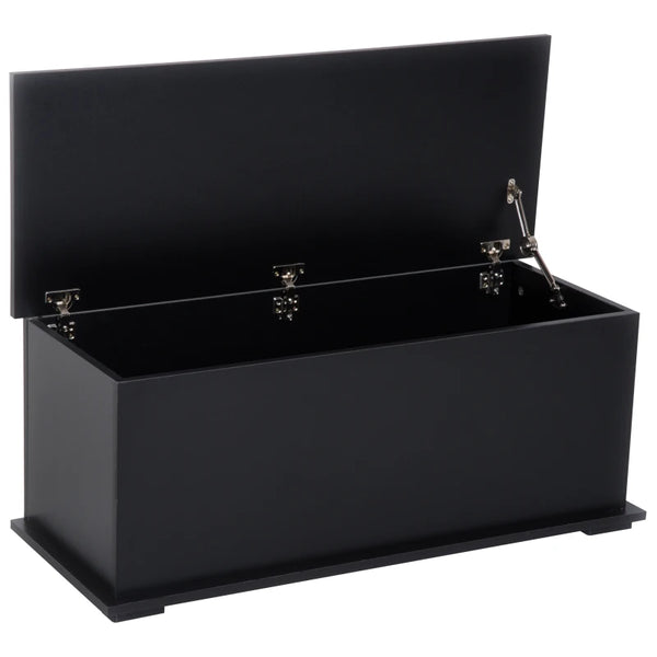 Black Wooden Storage Box Chest with Lid - 100 x 40 x 40 cm