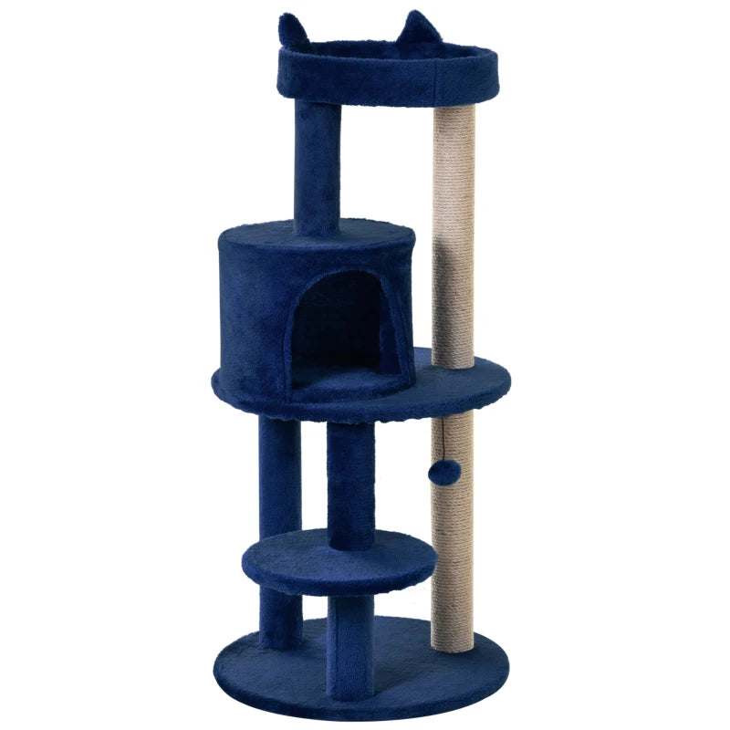 Blue Cat Tree Tower with Scratching Posts and Perches