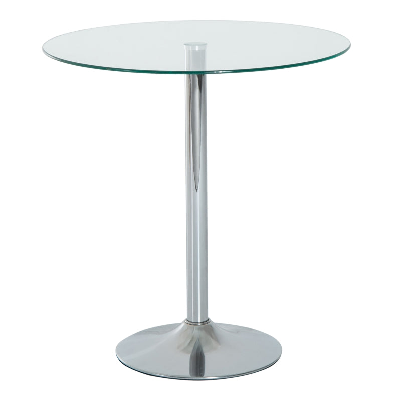 Silver Modern Glass Top Chrome Dining Table, 70 x 70 x 74.5cm