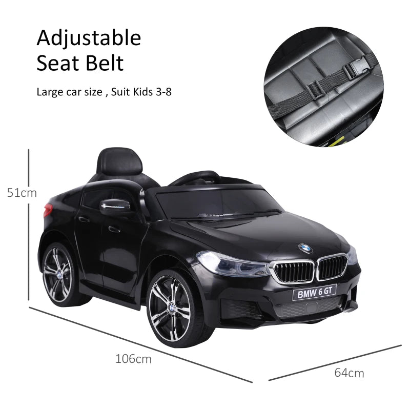 Black BMW 6GT Kids Electric Ride On Car 6V with Remote Control