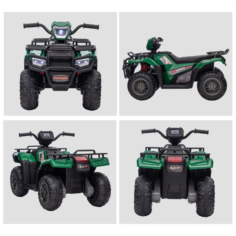 Green Kids Quad Bike with Music and LED Lights - Ages 3-5