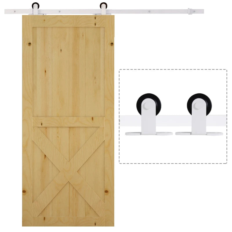 6FT White Rustic Sliding Barn Door Hardware Kit