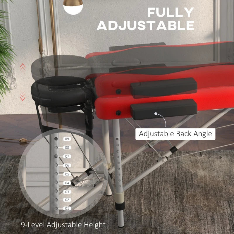 Black and Red Foldable Massage Table for Salon and Spa