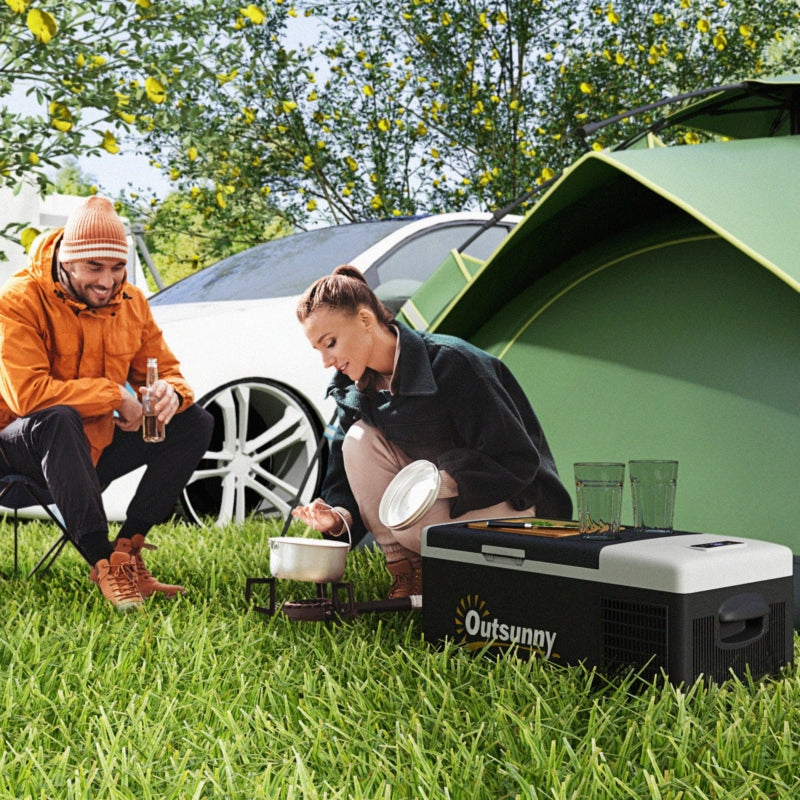 Portable Car Fridge, Adjustable Temperature - Black/Grey