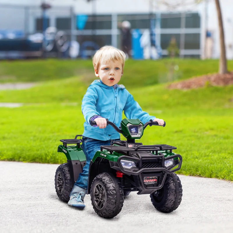 Green Kids Quad Bike with Music and LED Lights - Ages 3-5