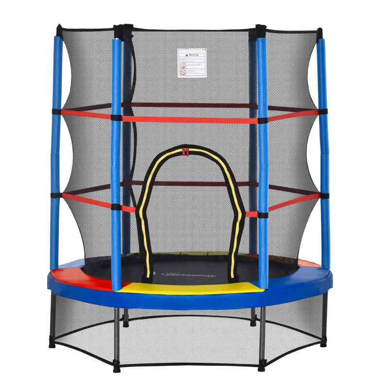 Kids 5.2FT Trampoline with Enclosure Net - Multi-color, Ages 3-6