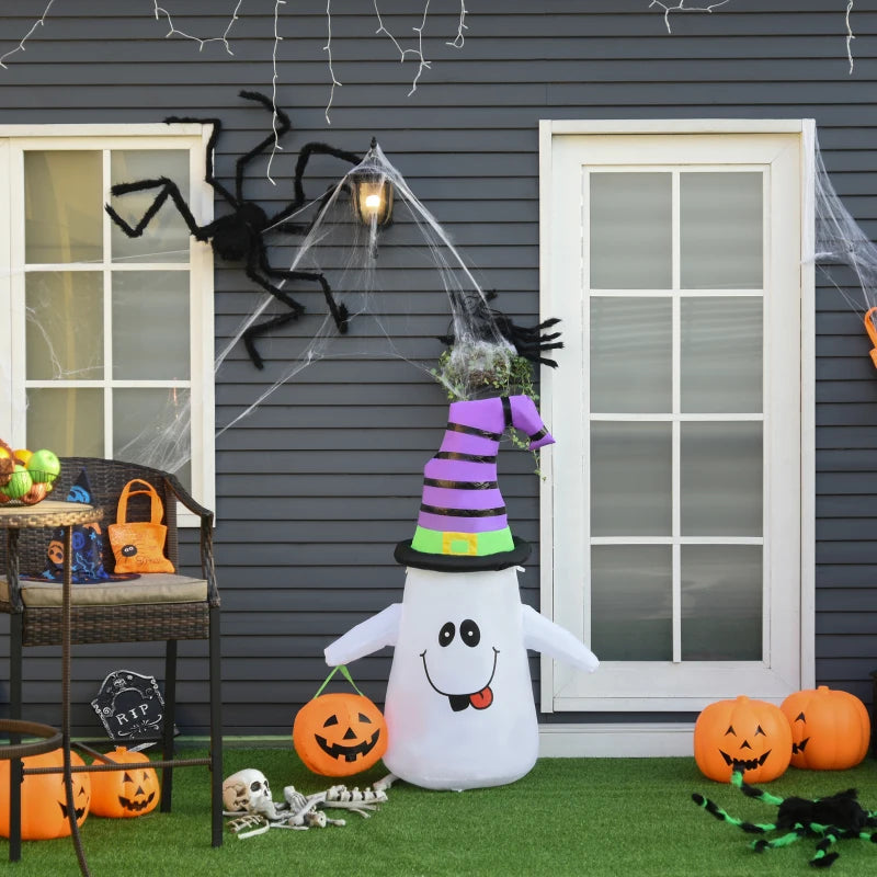 1.2m Halloween Witch Ghost Inflatable Decoration with LED Lights - Weather-Resistant