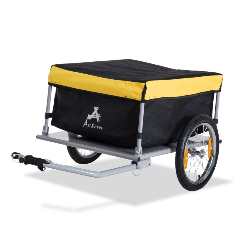 Yellow Bicycle Cargo Trailer with Folding Storage & Removable Cover