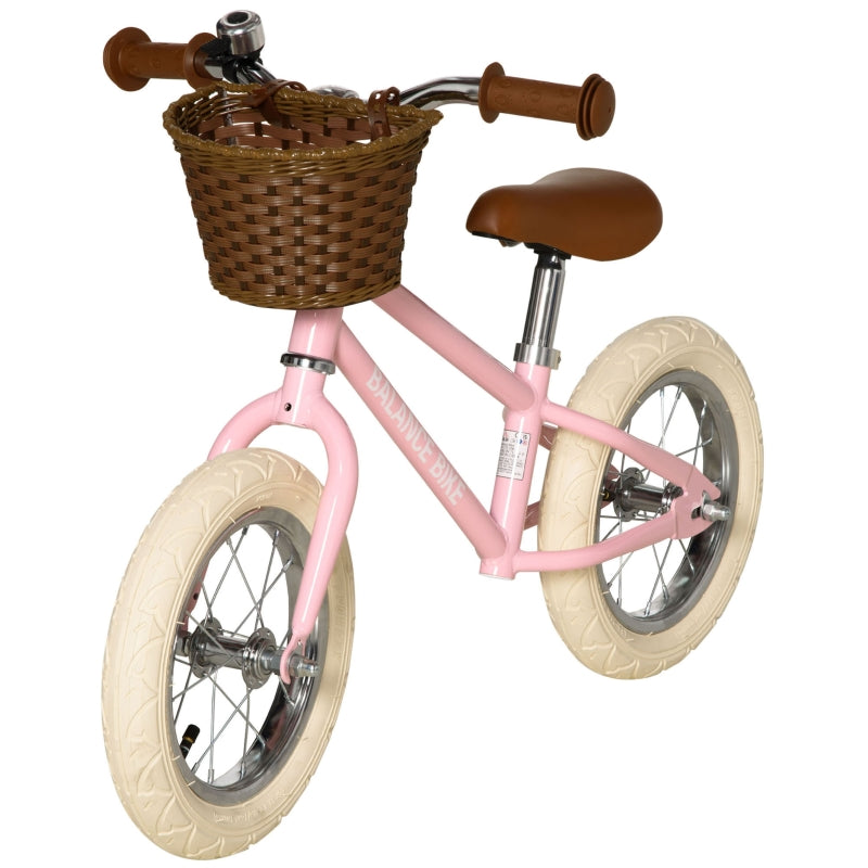 Kids Pink Balance Bike for 3-6 Year Olds with Adjustable Handlebars & Accessories