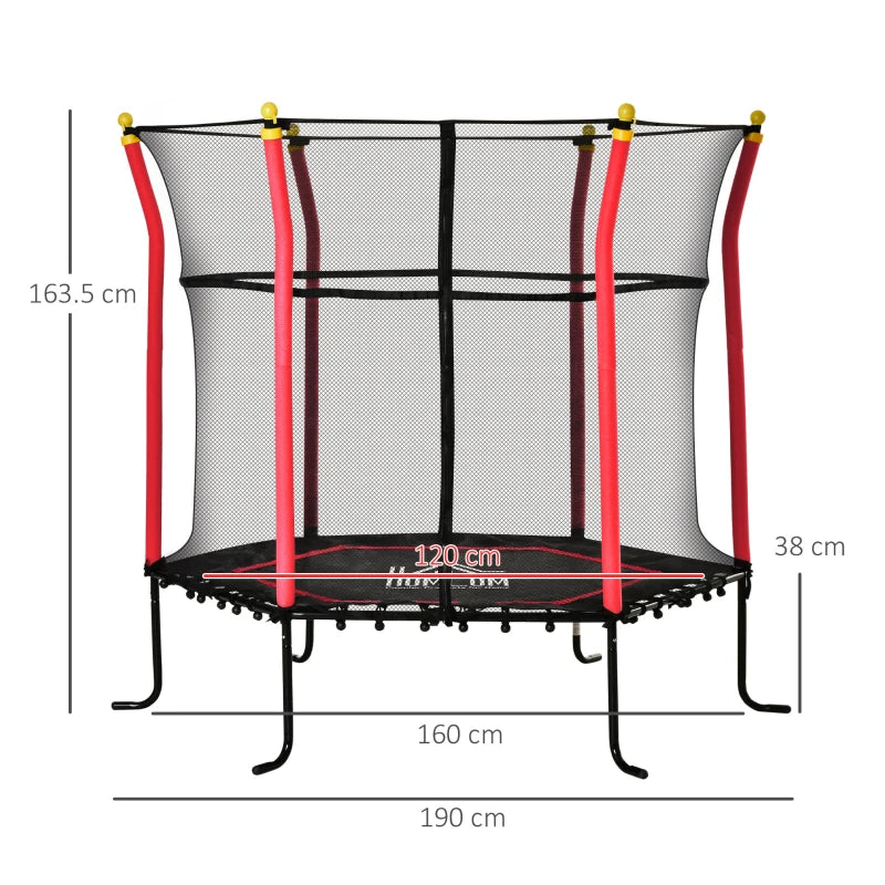 Red 5.2FT Kids Trampoline with Enclosure Net - Indoor/Outdoor Mini Trampoline for Ages 3-10