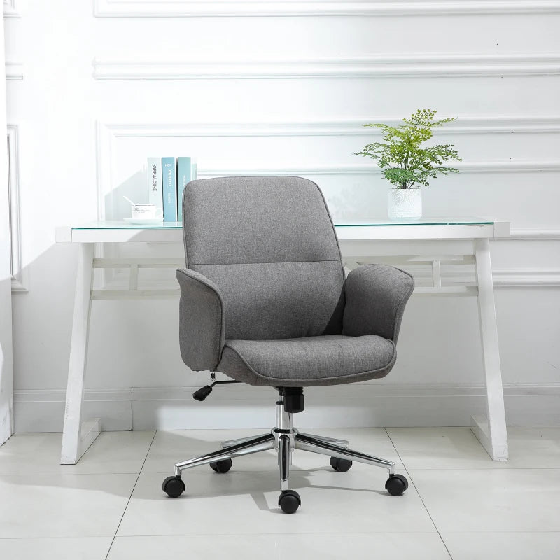 Light Grey Rocking Office Chair with Arm Rests & Wheels