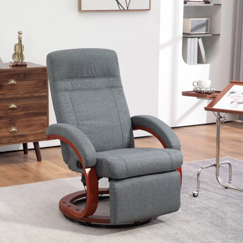 Grey Manual Reclining Swivel Chair with Footrest