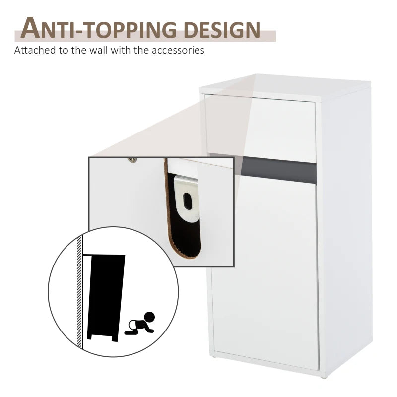 White Tri-Compartment Bathroom Storage Cabinet