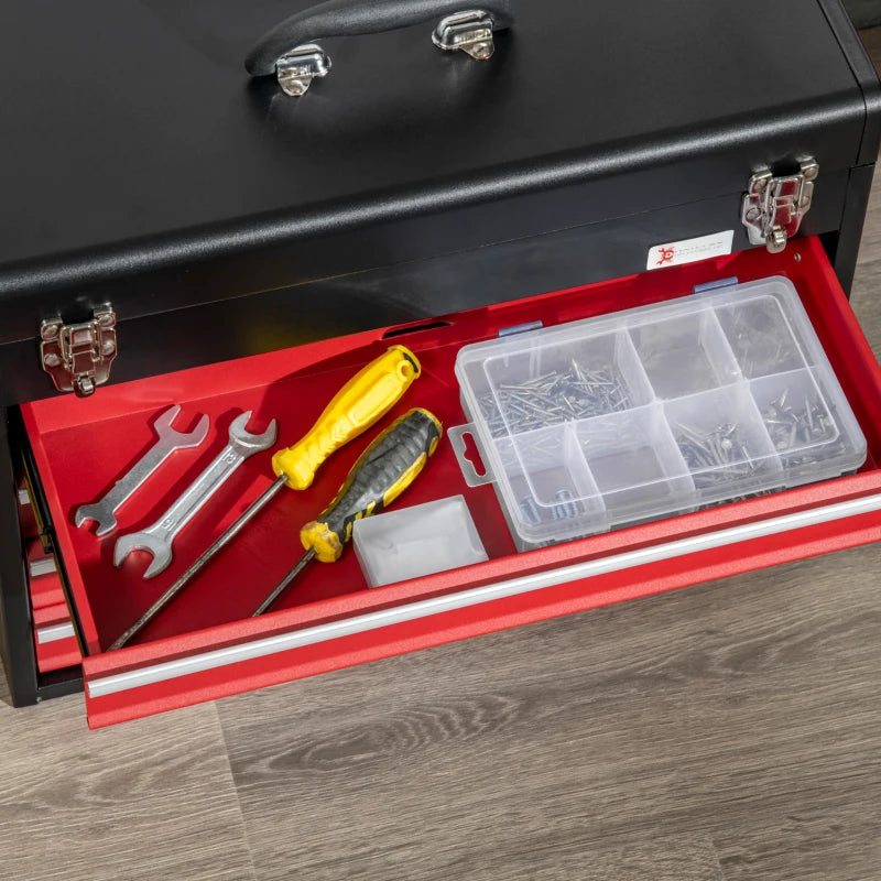 Black 4-Drawer Lockable Metal Tool Chest with Ball Bearing Runners