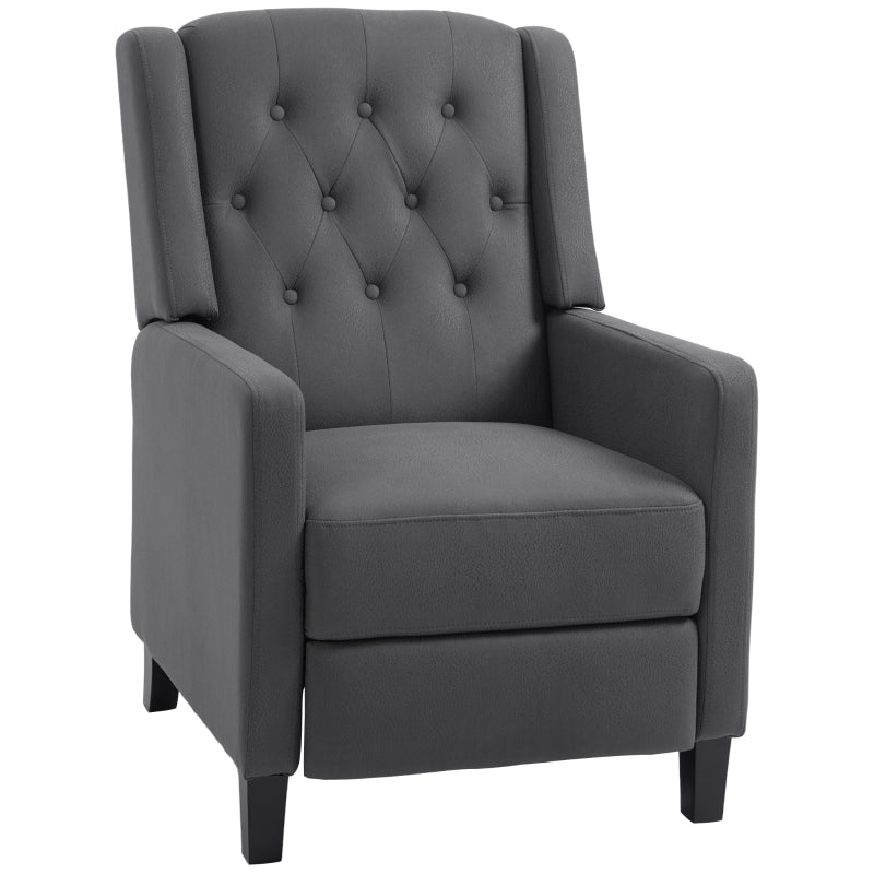 Deep Grey Wingback Recliner Chair with Leg Rest