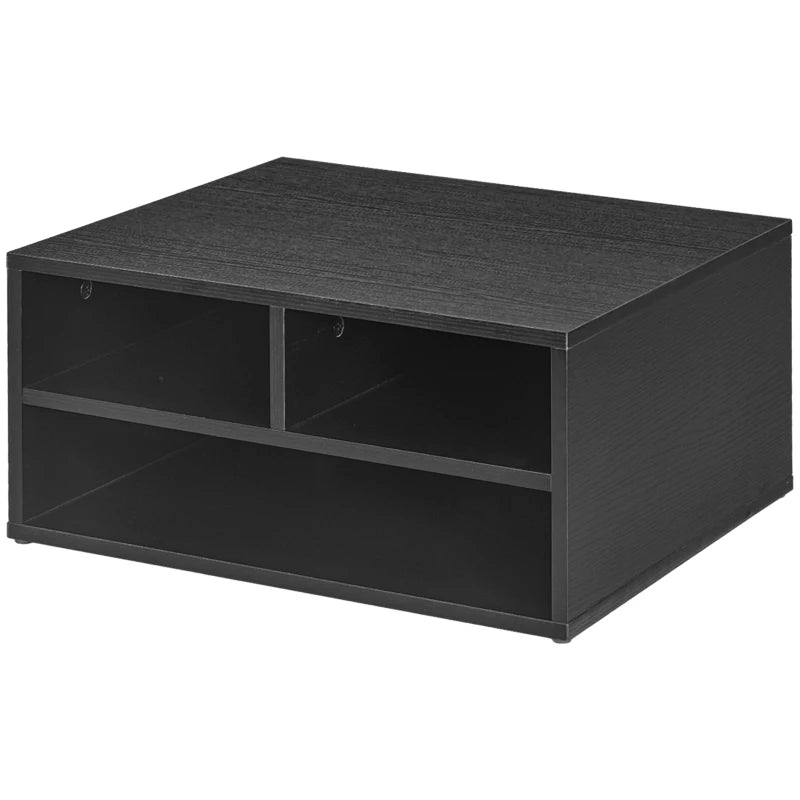 Black 3-Compartment Printer Storage Cabinet