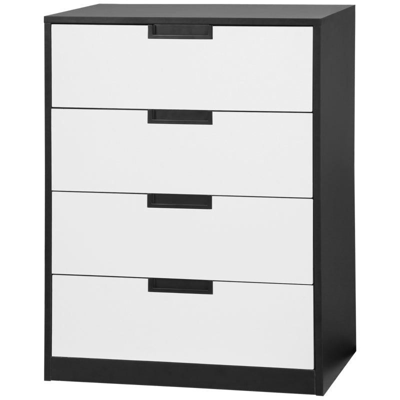 4-Drawer White and Black Storage Cabinet for Bedroom and Living Room