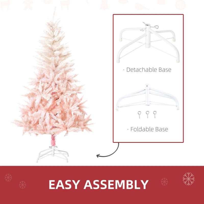 5FT Pink Artificial Christmas Tree with Metal Stand - Festive Holiday Home Decor