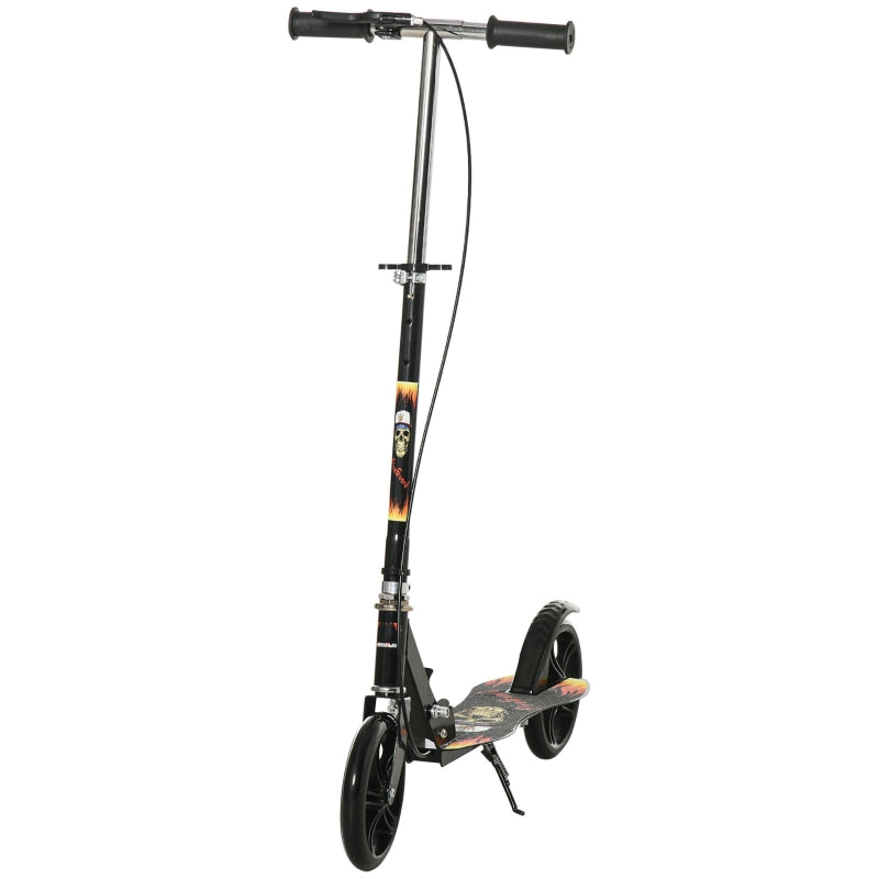 Black Kids Foldable Kick Scooter with Adjustable Height and Big Wheels