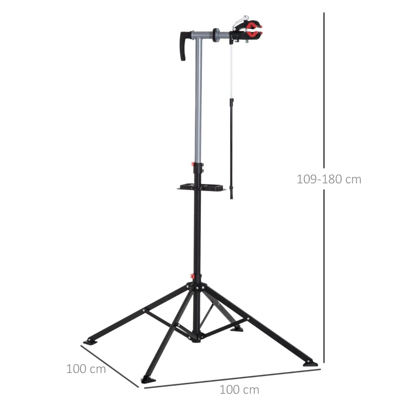 Black Folding Bike Repair Stand with Tool Tray