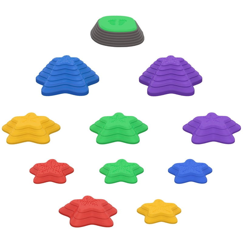 Starfish Balance Stones Set for Kids, 11-Piece Obstacle Course Kit - Indoor & Outdoor Sensory Play