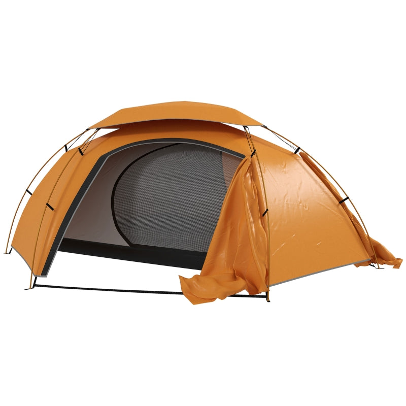 Orange Aluminium Frame Camping Dome Tent, 2000mm Waterproof, 1-2 Person