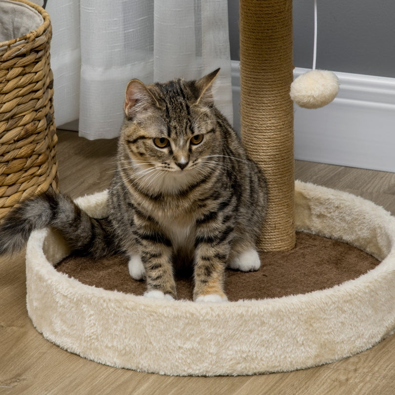 Brown Cat Tower with Sisal Scratching Post and Toy Ball