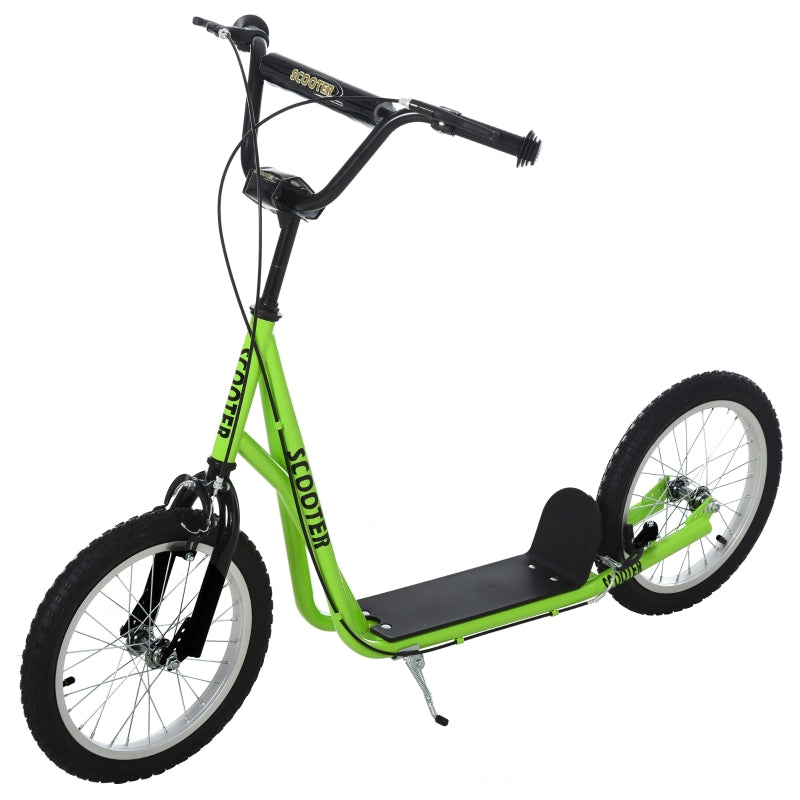 Green Kids Kick Scooter with Adjustable Height and Dual Brakes