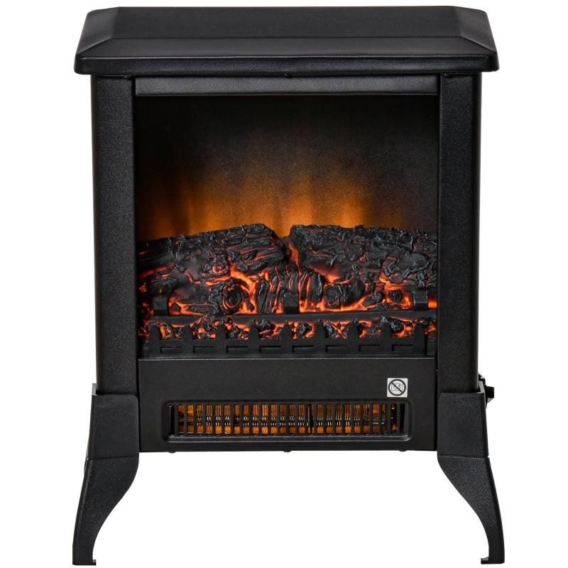 Black Electric Fireplace Stove with Realistic Flame Effect