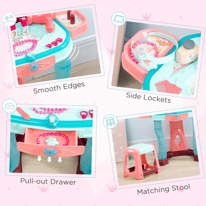 Magical Princess Dress-Up Set with Mirror, Light, and Sound - Pink/Blue