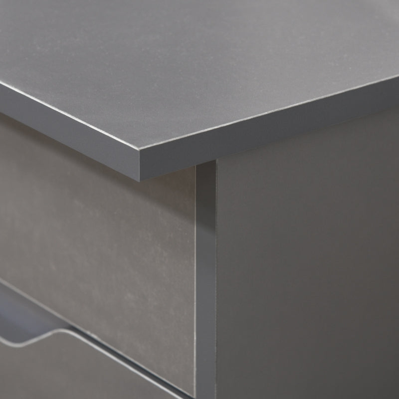 Grey High Gloss Computer Desk with Drawers and Storage Cabinet, 120x60cm