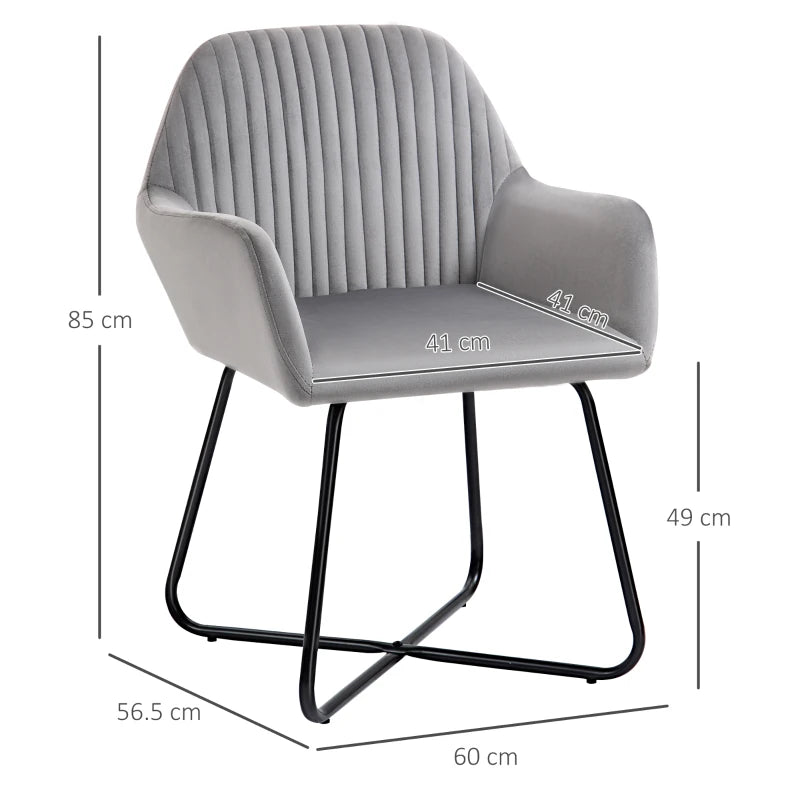 Grey Modern Upholstered Arm Chair with Metal Base for Living Room