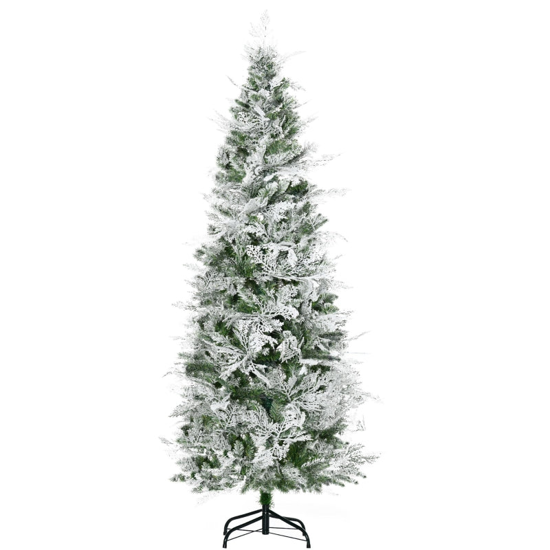 6ft Snow Flocked Green Christmas Tree with Cypress Branches