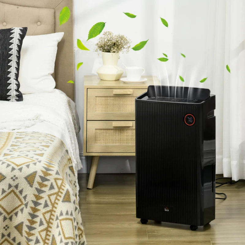 Black Portable Dehumidifier with Air Purifier, UVC, Ioniser, 24H Timer, 5 Modes - 16L/Day